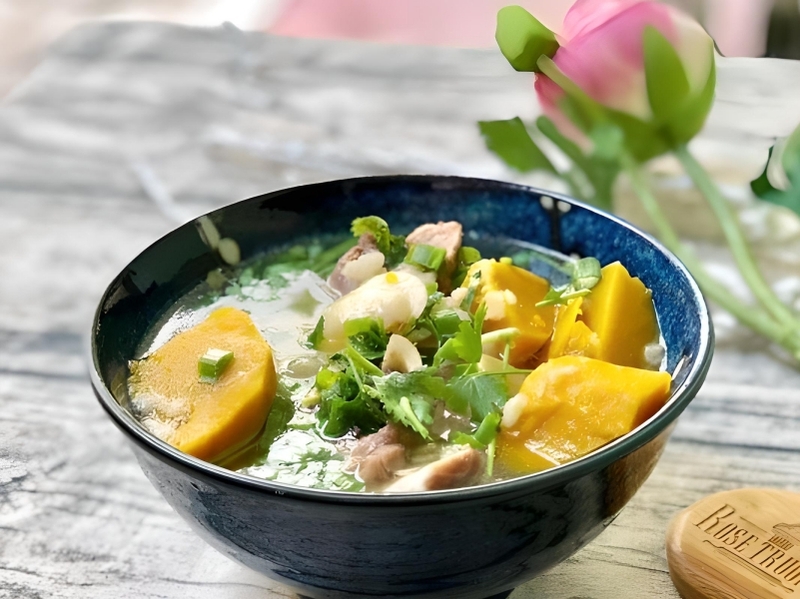 Hình ảnh canh bí đỏ thịt băm