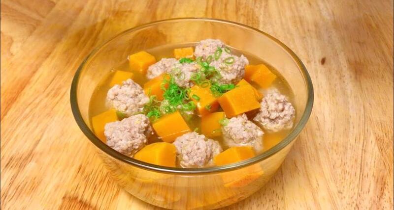Hình ảnh canh bí đỏ thịt băm