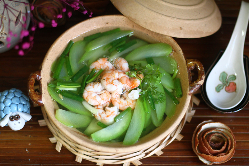 Hình ảnh món canh rau củ nấu tôm