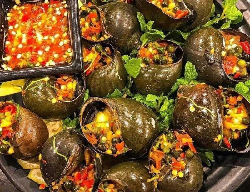 Hình ảnh ốc nướng tiêu xanh Cần Thơ