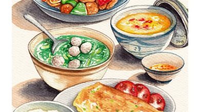 Hình vẽ mâm cơm đơn giản