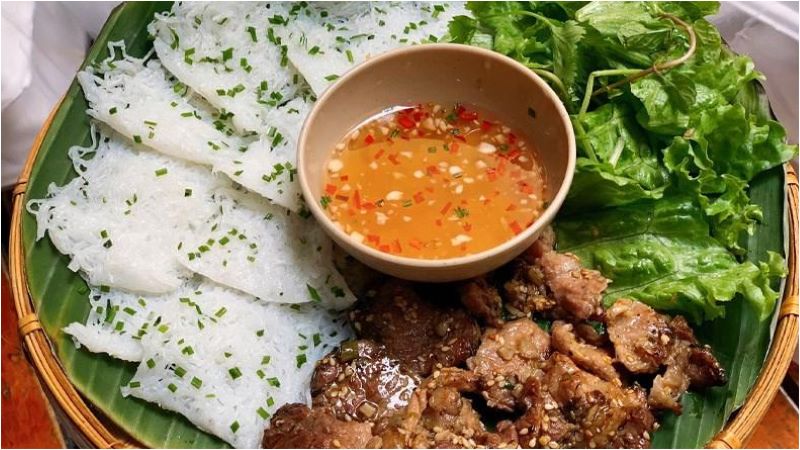 Hình ảnh món bánh hỏi thịt nướng