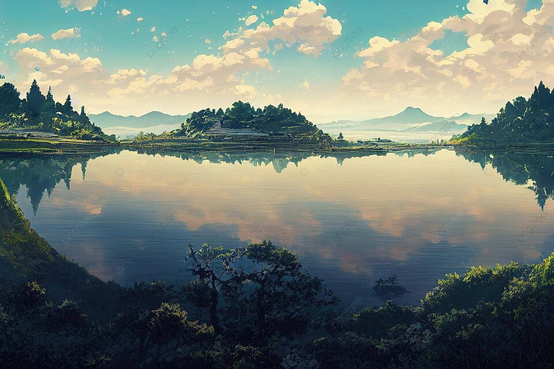 Hình ảnh hồ nước qua anime